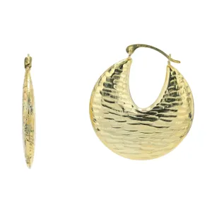 10K YG Textured Hoops