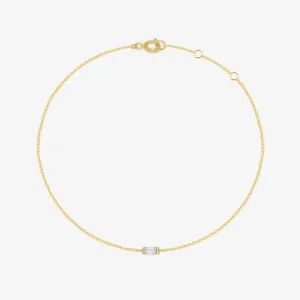 14k Solid Gold White Sapphire Baguette Bracelet