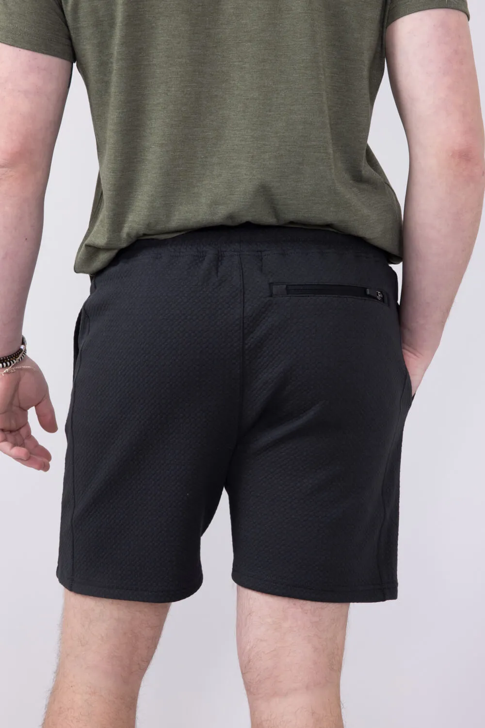 1897 Active Diamond Stretch Shorts for Men in Charcoal | MP923-CHARCOAL