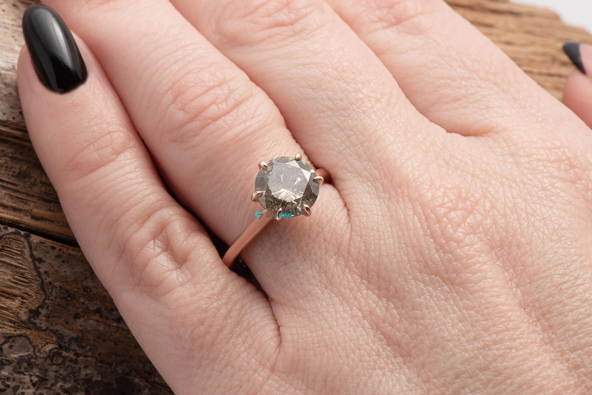 3 Carat Salt and Pepper Diamond Ring