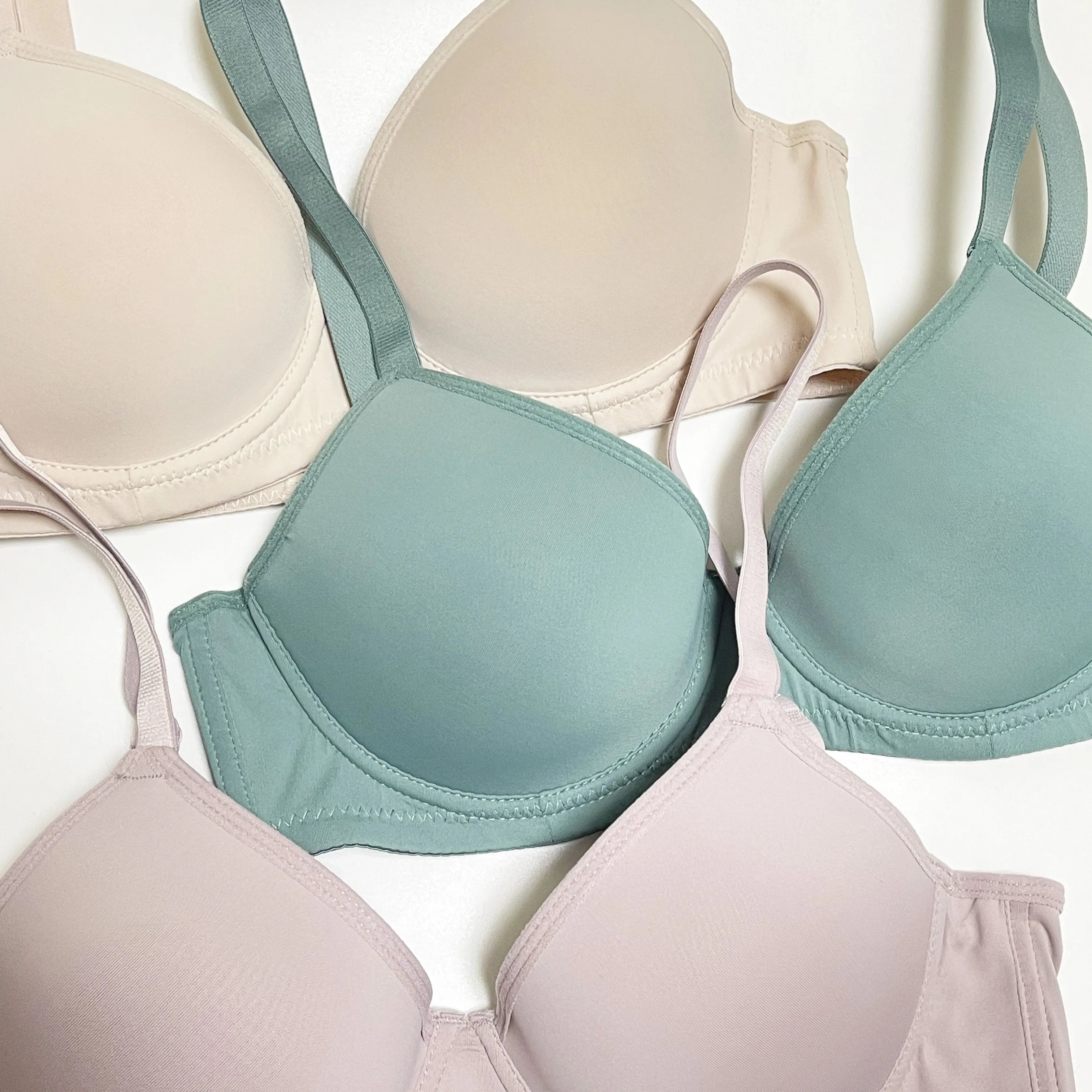 3pcs Simple Solid Push Up Bras, Comfy & Breathable Everyday T-Shirt Bra, Women's Lingerie & Underwear