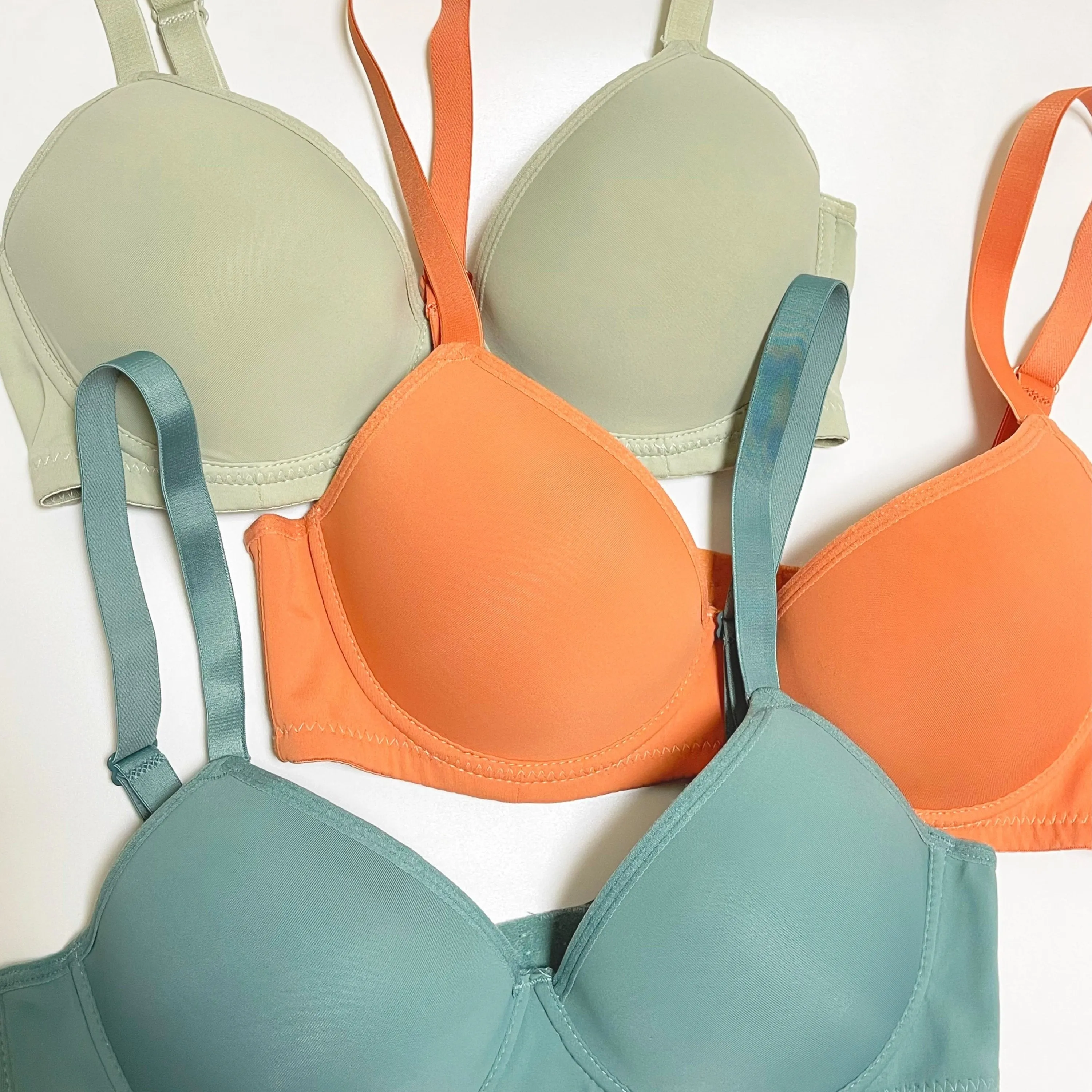 3pcs Simple Solid Push Up Bras, Comfy & Breathable Everyday T-Shirt Bra, Women's Lingerie & Underwear