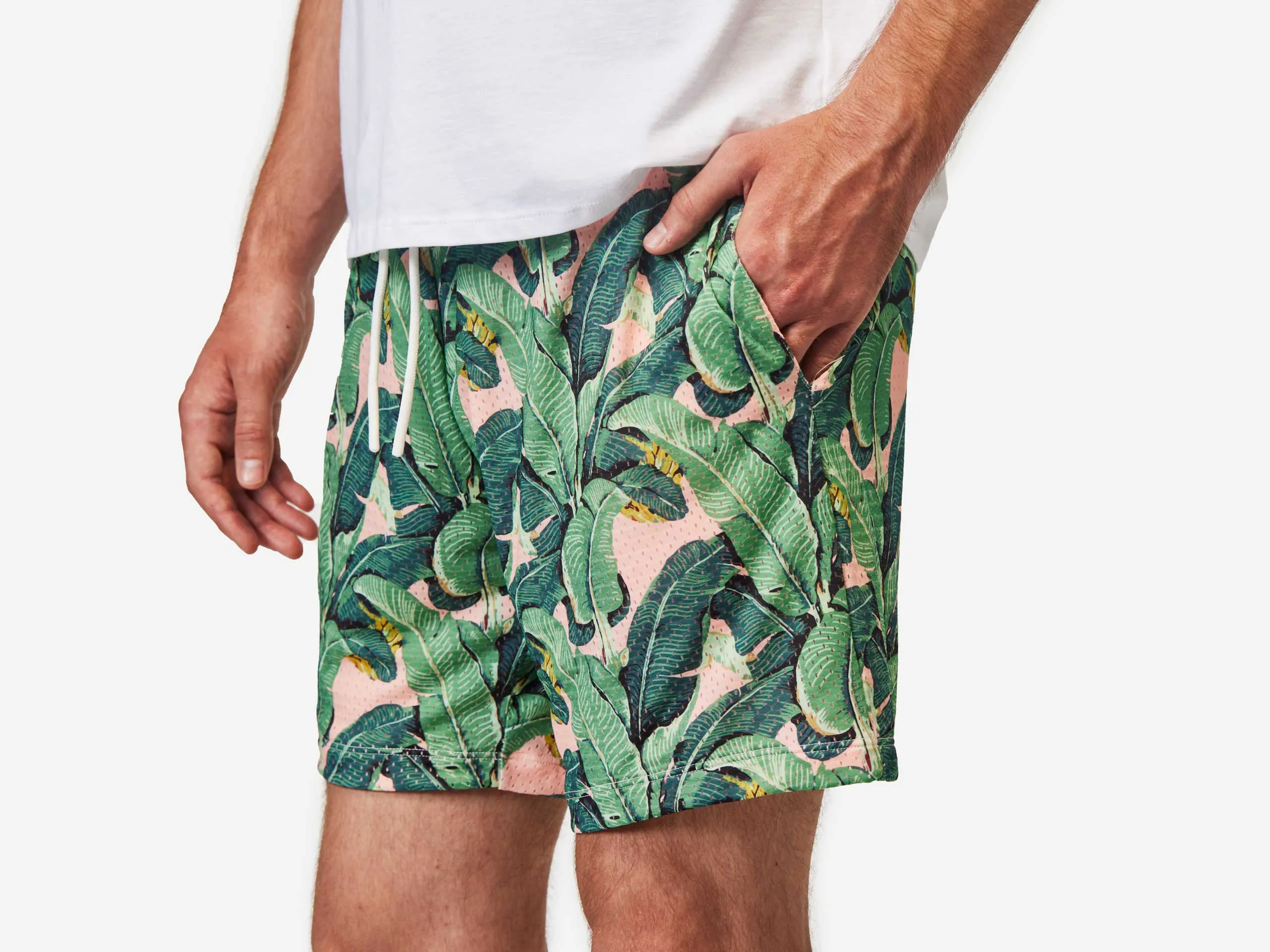 6" Pocket Lounge Short ~ Pink Palms