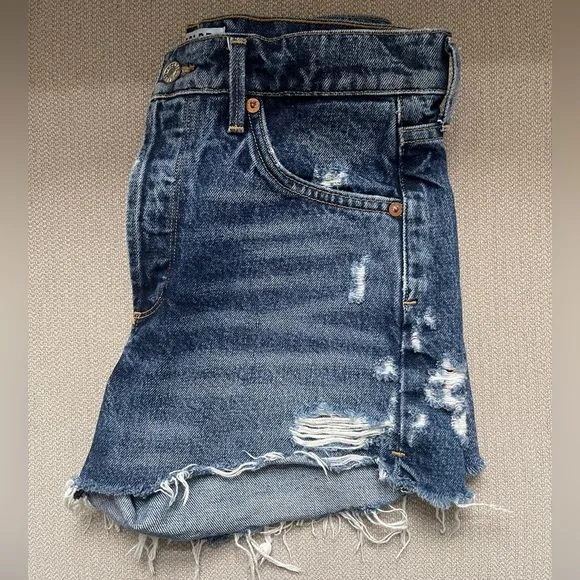 Agolde dark wash denim shorts