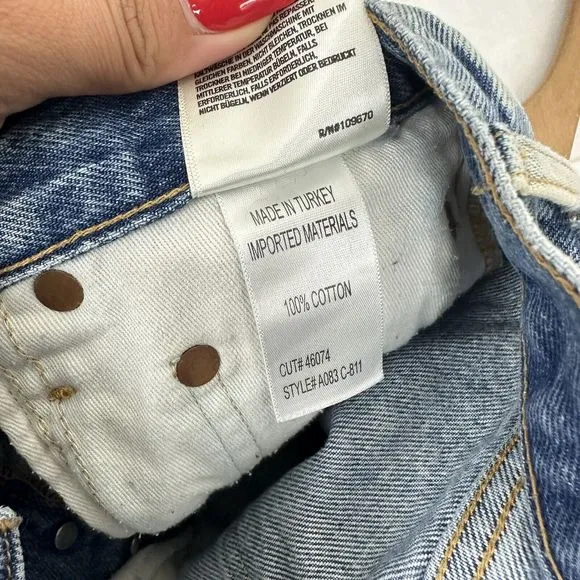 Agolde Dee High Rise Denim Shorts In Riccochet Distressed Size 24