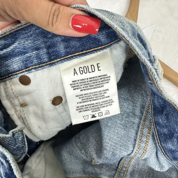 Agolde Dee High Rise Denim Shorts In Riccochet Distressed Size 24