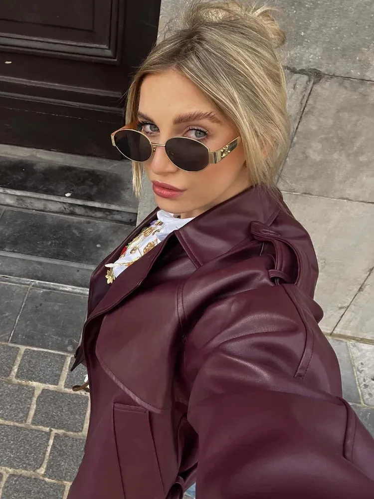 Ailira | Straight Belted Leather Jacket