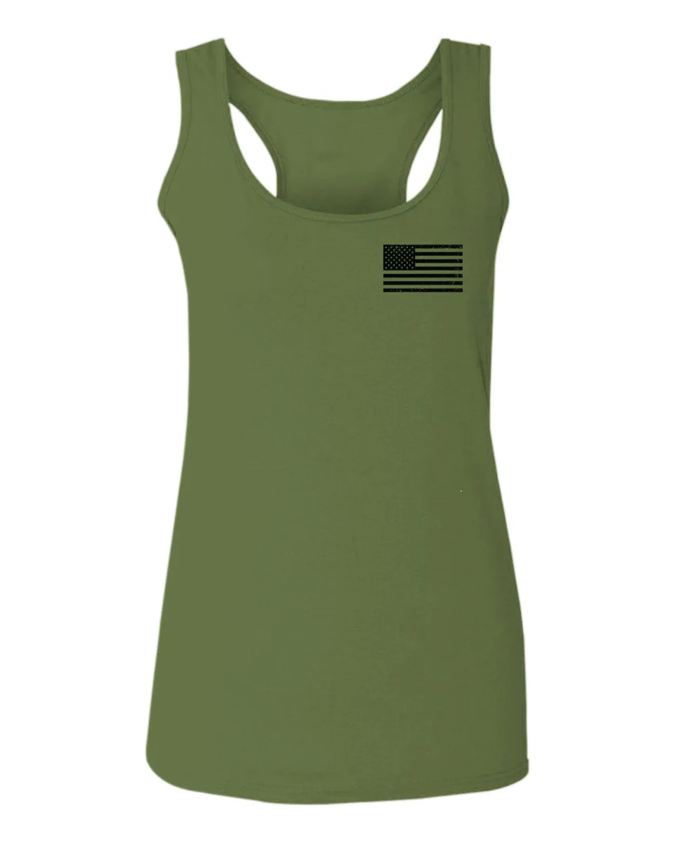 American Flag United States of America Military Army Marine us Navy women's Tank Top Racerback