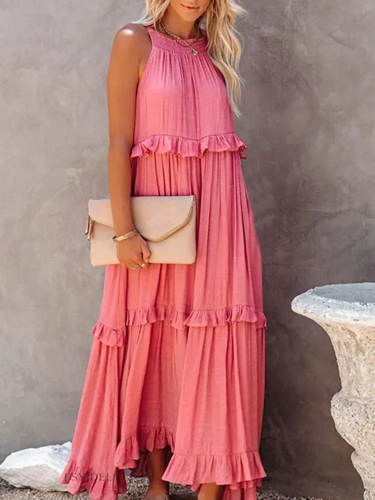 Anneliese – Elegant Women’s Backless Frill Dress