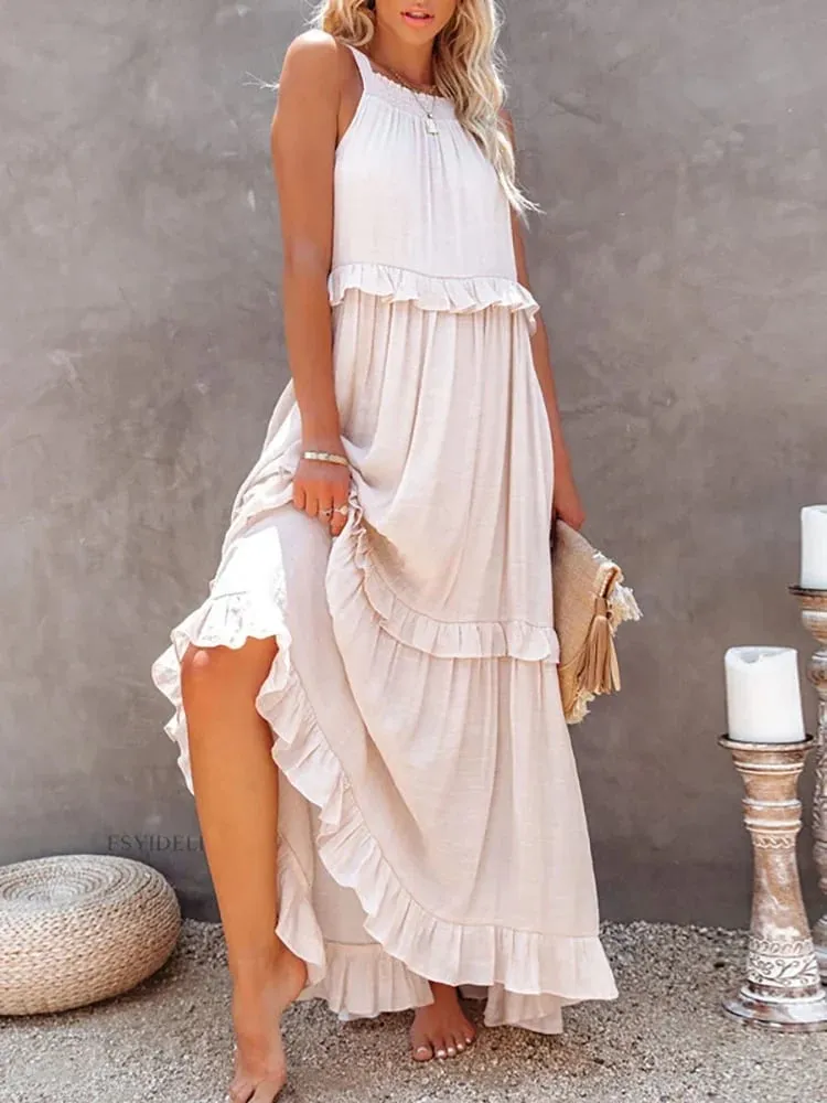 Anneliese – Elegant Women’s Backless Frill Dress