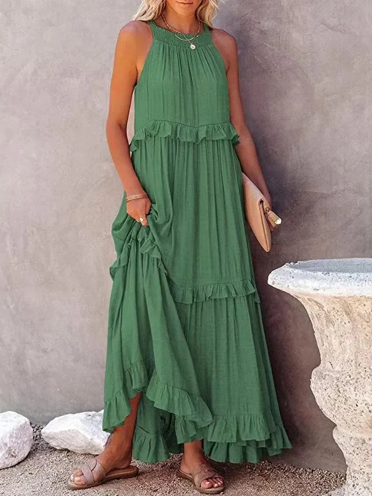 Anneliese – Elegant Women’s Backless Frill Dress