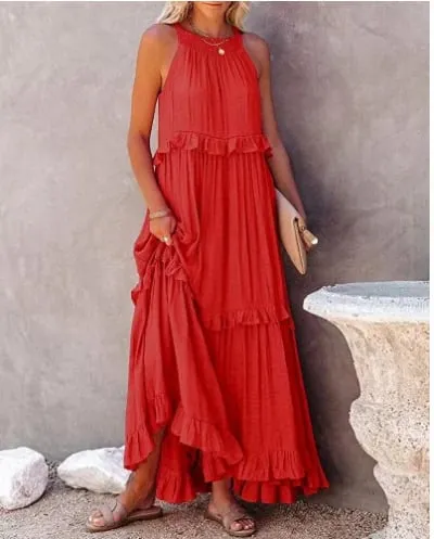 Anneliese – Elegant Women’s Backless Frill Dress