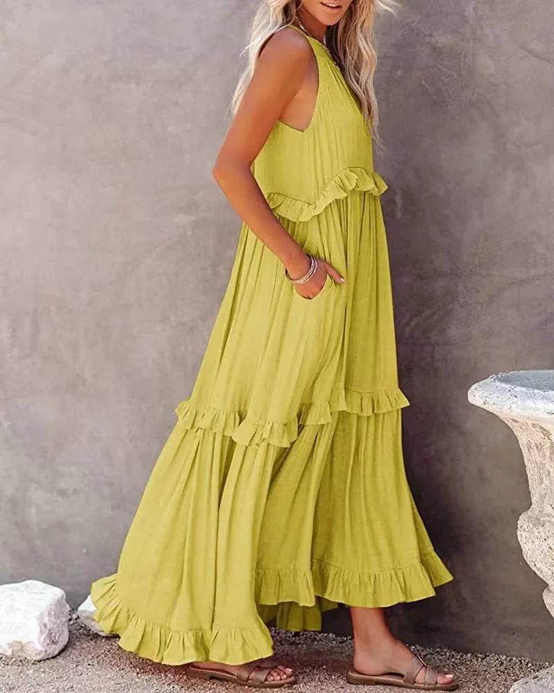 Anneliese – Elegant Women’s Backless Frill Dress