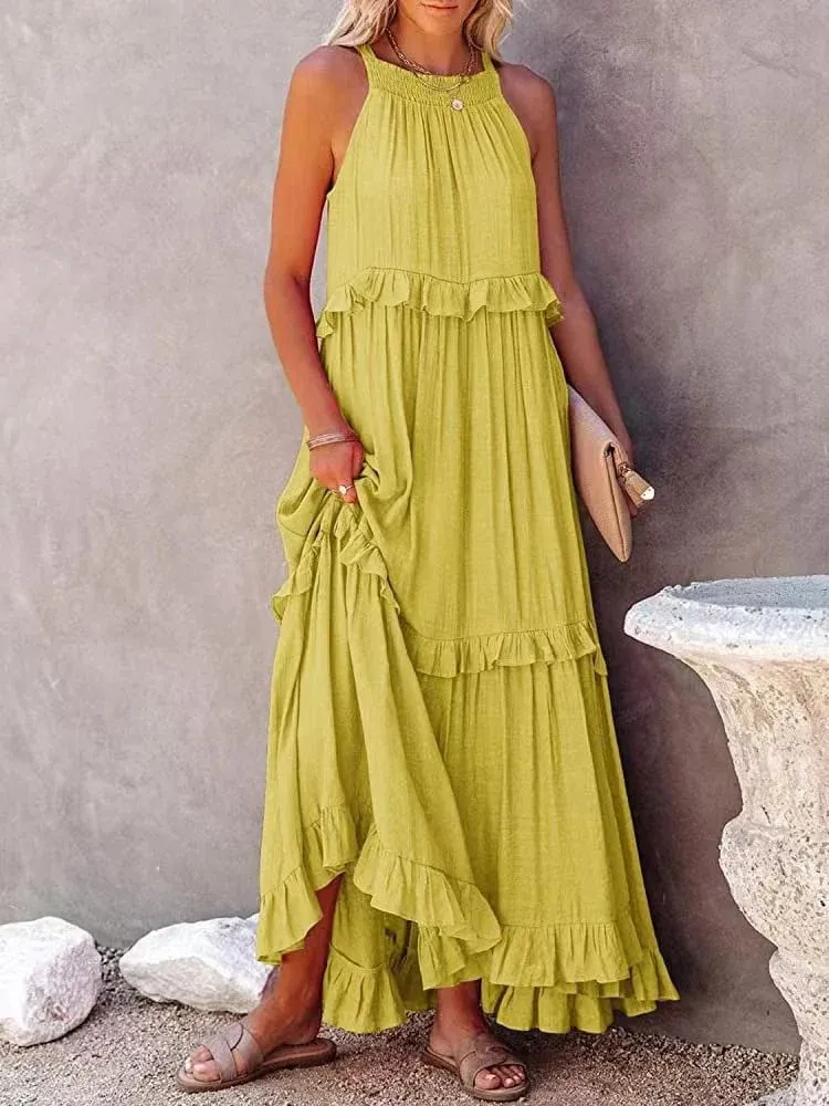 Anneliese – Elegant Women’s Backless Frill Dress