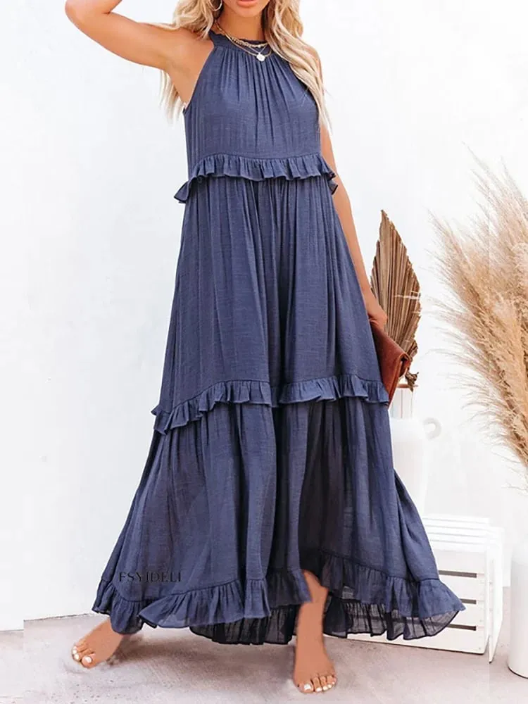 Anneliese – Elegant Women’s Backless Frill Dress