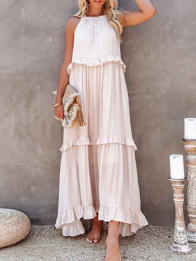 Anneliese – Elegant Women’s Backless Frill Dress