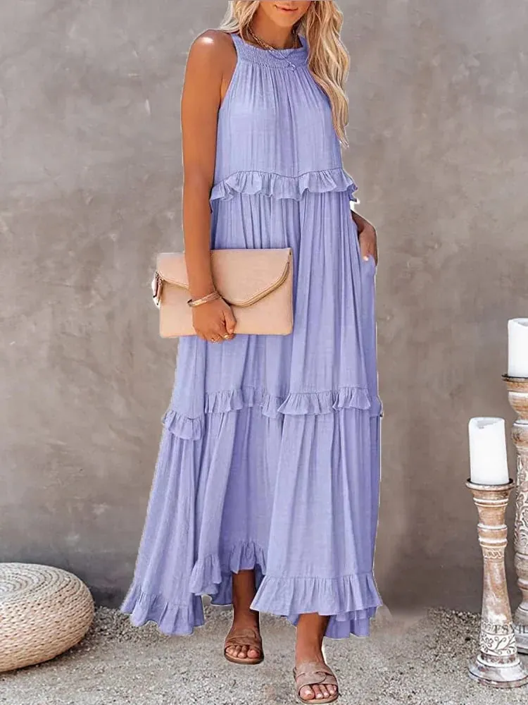 Anneliese – Elegant Women’s Backless Frill Dress