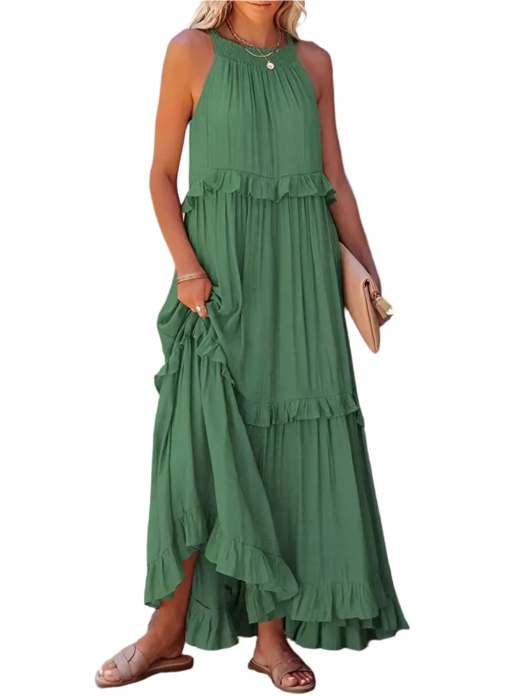 Anneliese – Elegant Women’s Backless Frill Dress