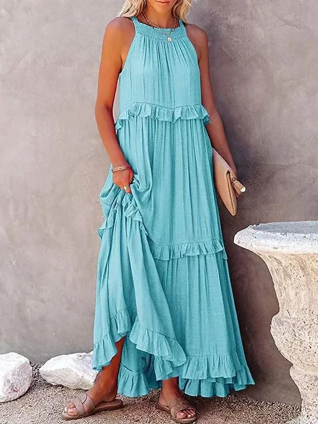 Anneliese – Elegant Women’s Backless Frill Dress