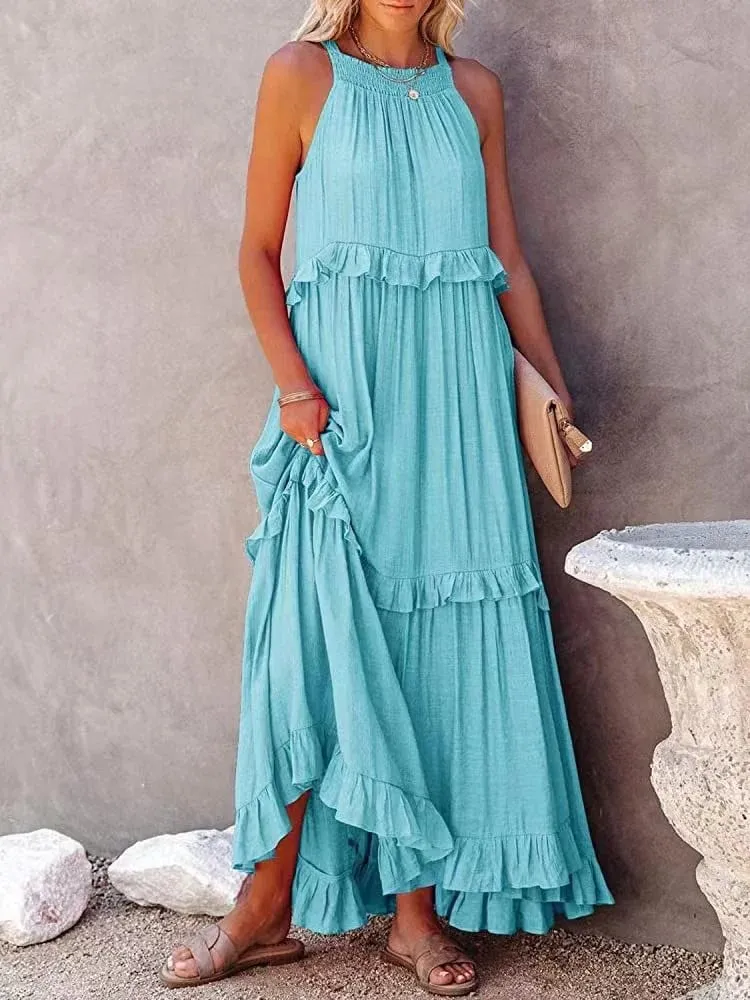 Anneliese – Elegant Women’s Backless Frill Dress
