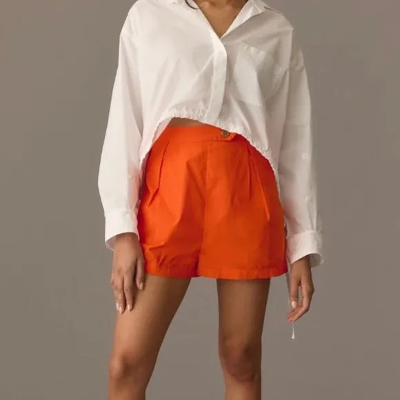 Anthropologie Maeve Pleated Poplin Shorts