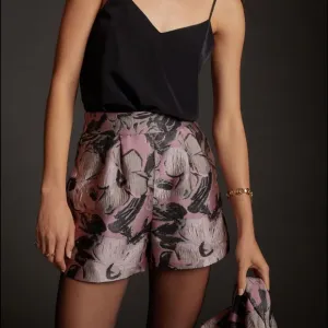 Anthropologie Pink Combo Ruffled Metallic Shorts
