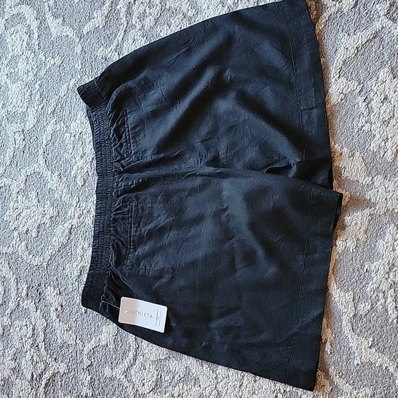 Athleta Playa Linen Bermuda Shorts 22 Black New
