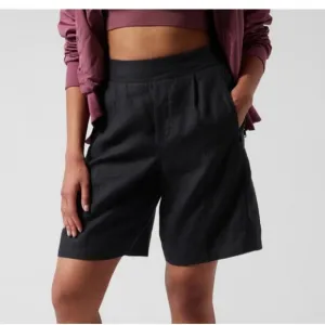 Athleta Playa Linen Bermuda Shorts 22 Black New