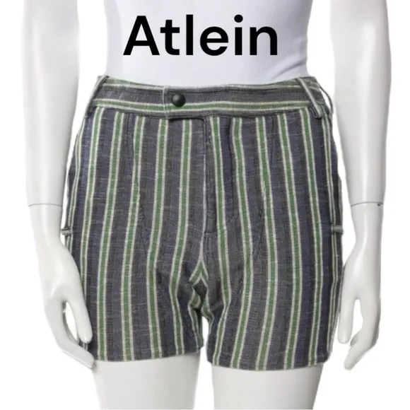 ATLEIN, FRANCE STRIPED MINI SHORTS