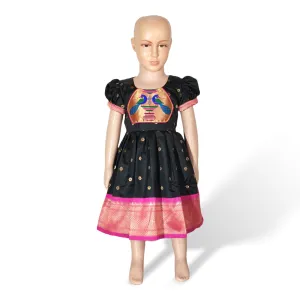 Beautiful Black Paithani Saree and Frock – Perfect Traditional Attire