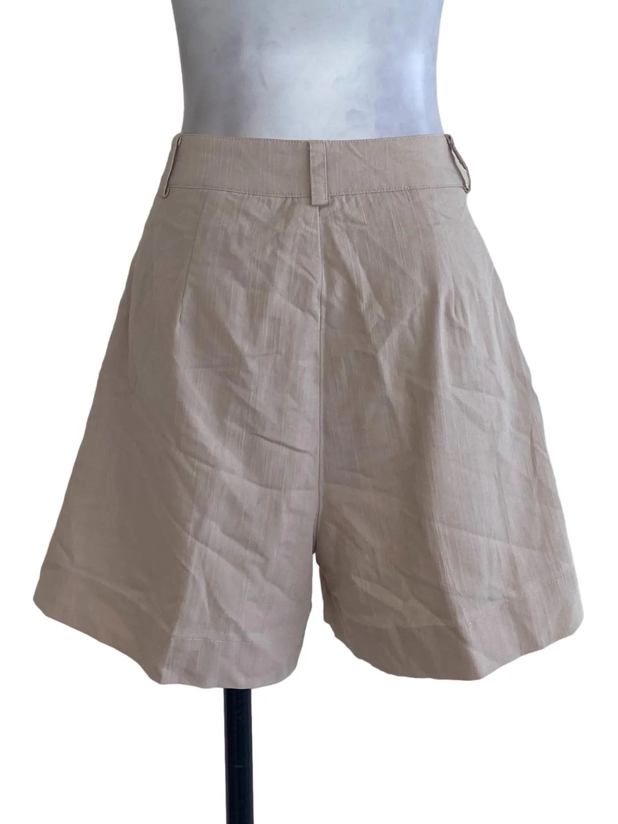 Beige Textured Shorts