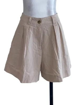 Beige Textured Shorts