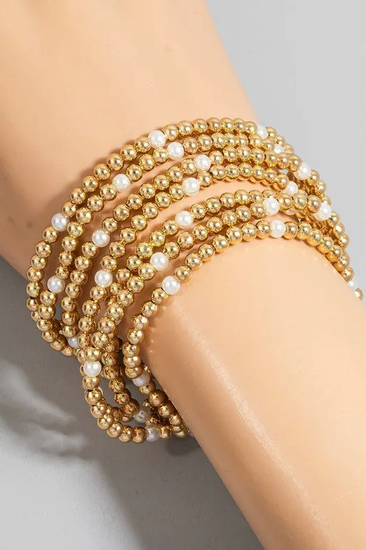 Bethany Layered Pearl Bracelet Set (2 Colors!)