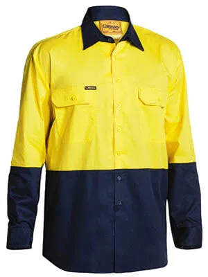 Bisley Hi Vis Cool Lightweight Drill Shirt- Long Sleeve-(BS6895)