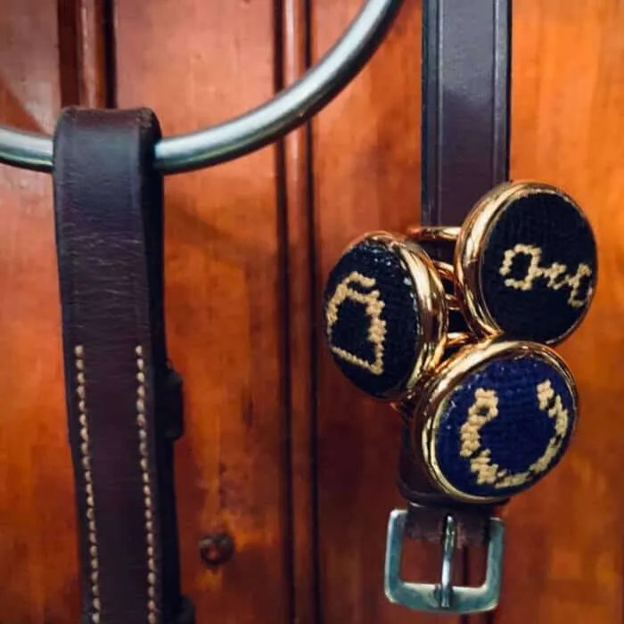 Black & Gold Snaffle Bit Needlepoint Ring