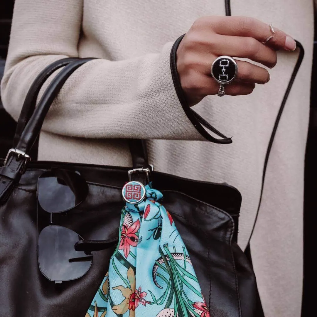 Black & Gold Snaffle Bit Needlepoint Ring