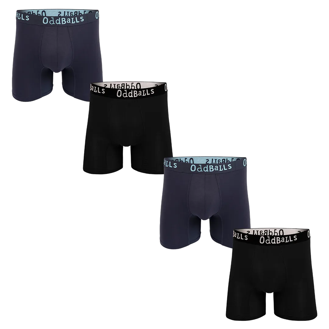 Black & Midnight Bundle - Mens Bamboo Boxer Shorts 4 Pack Bundle