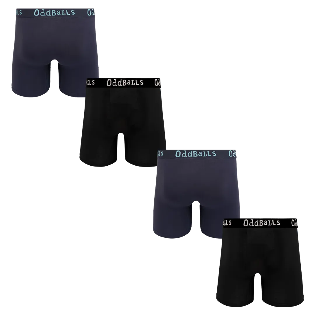 Black & Midnight Bundle - Mens Bamboo Boxer Shorts 4 Pack Bundle