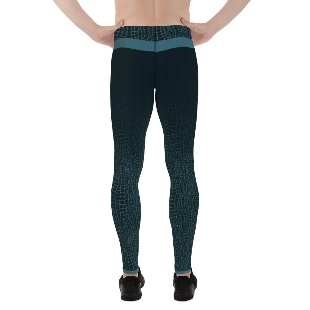 Black and Dark Blue Snake Skin - Crazy-Ass Leggings - Men's