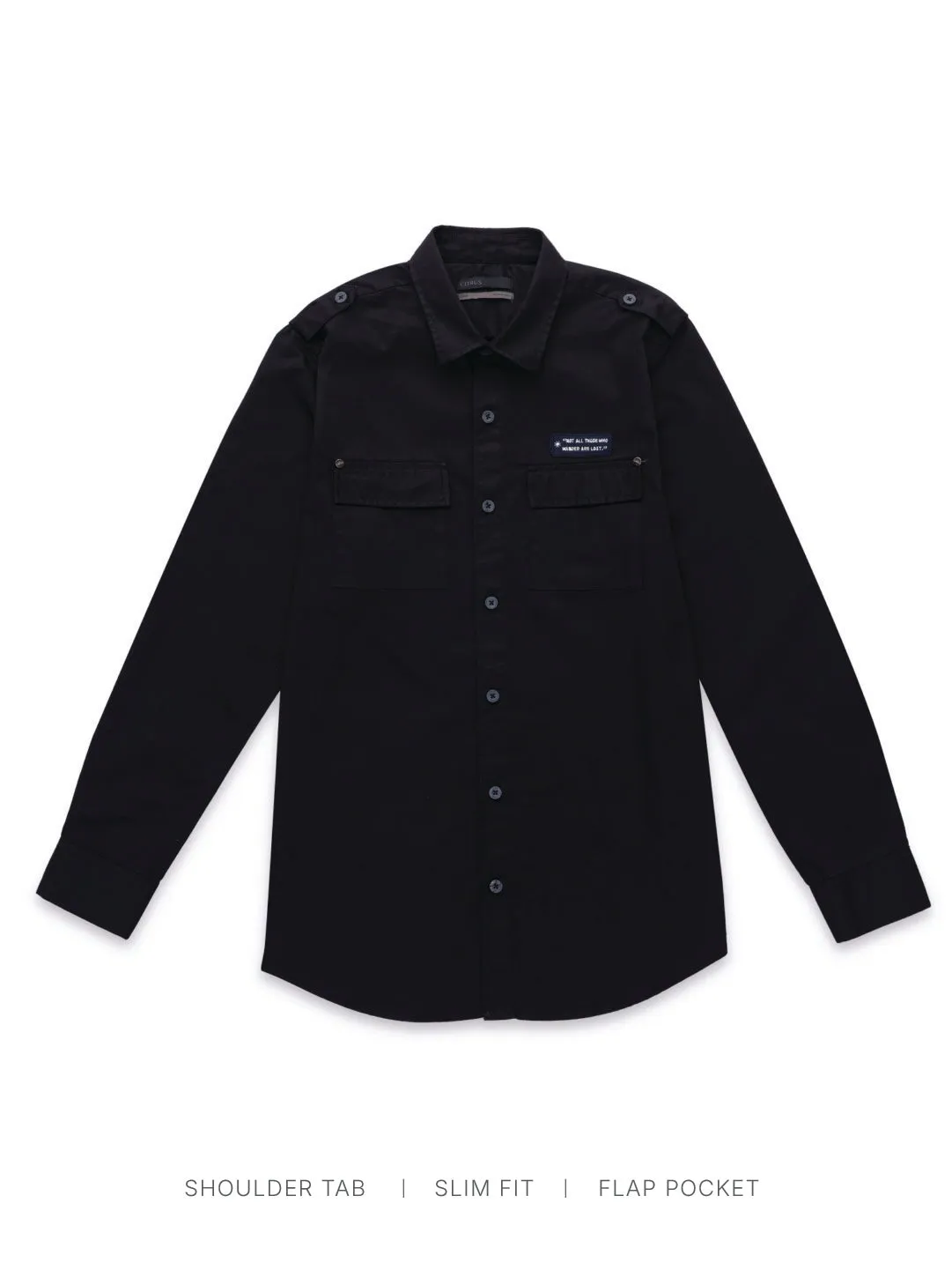 Black Cotton Utility Shirt