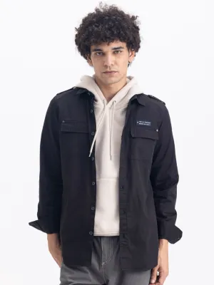 Black Cotton Utility Shirt