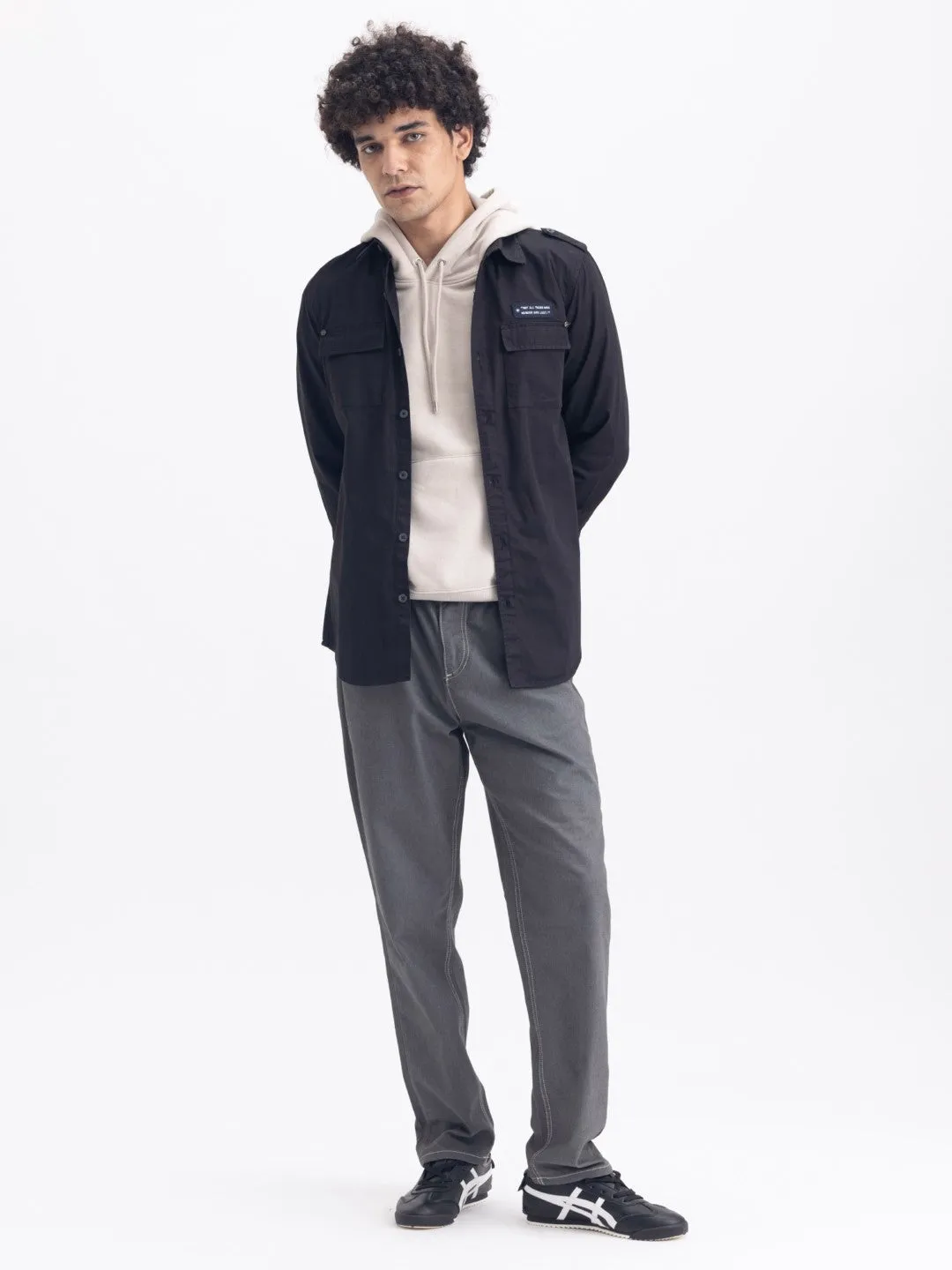 Black Cotton Utility Shirt