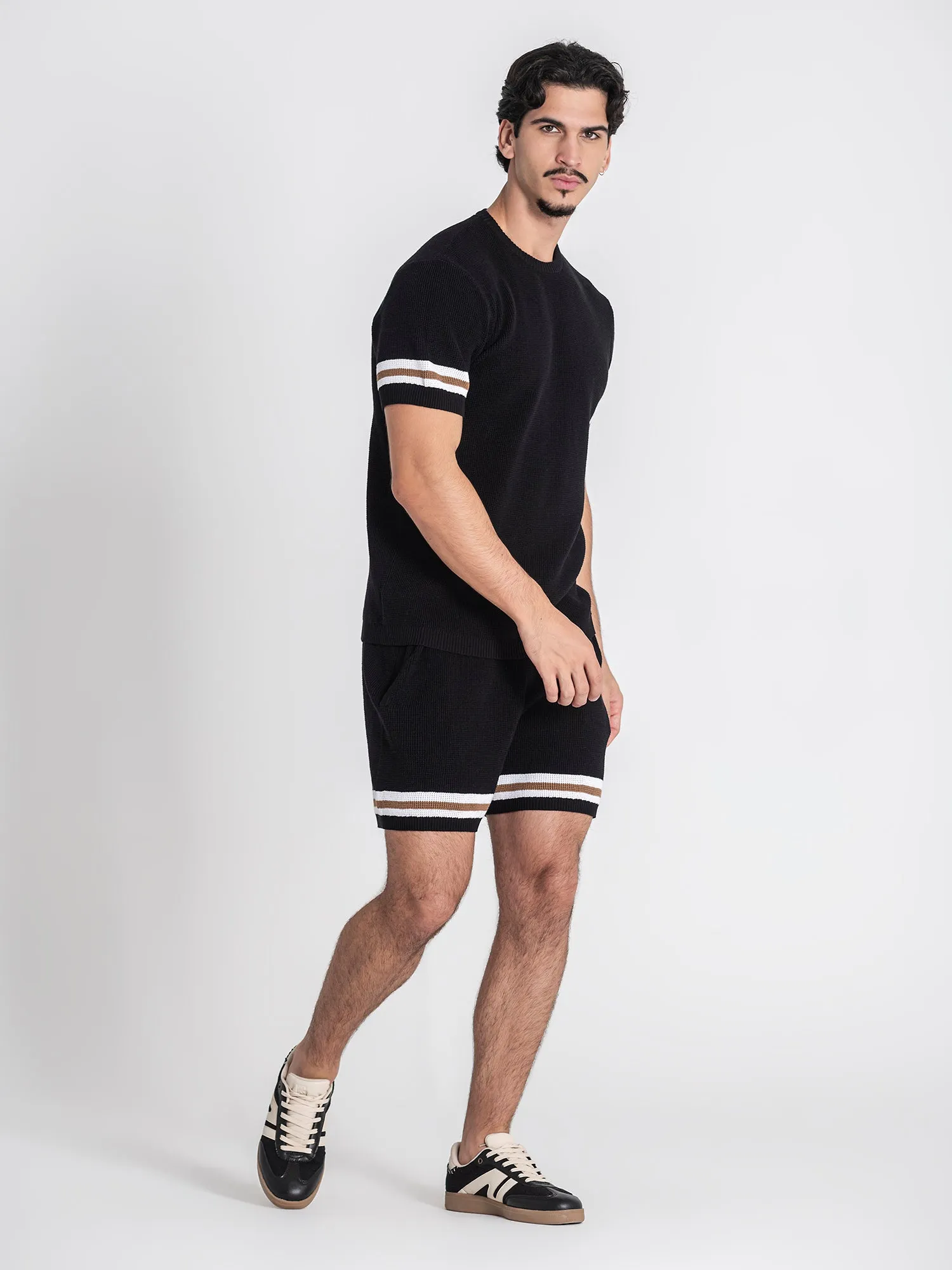 Black Retro Vibes Knit Twinset