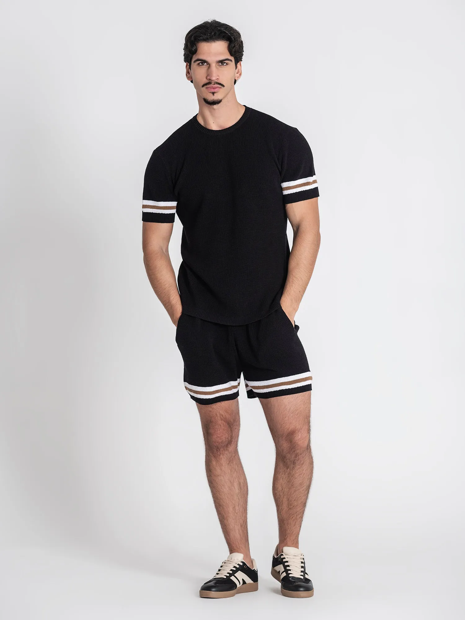 Black Retro Vibes Knit Twinset