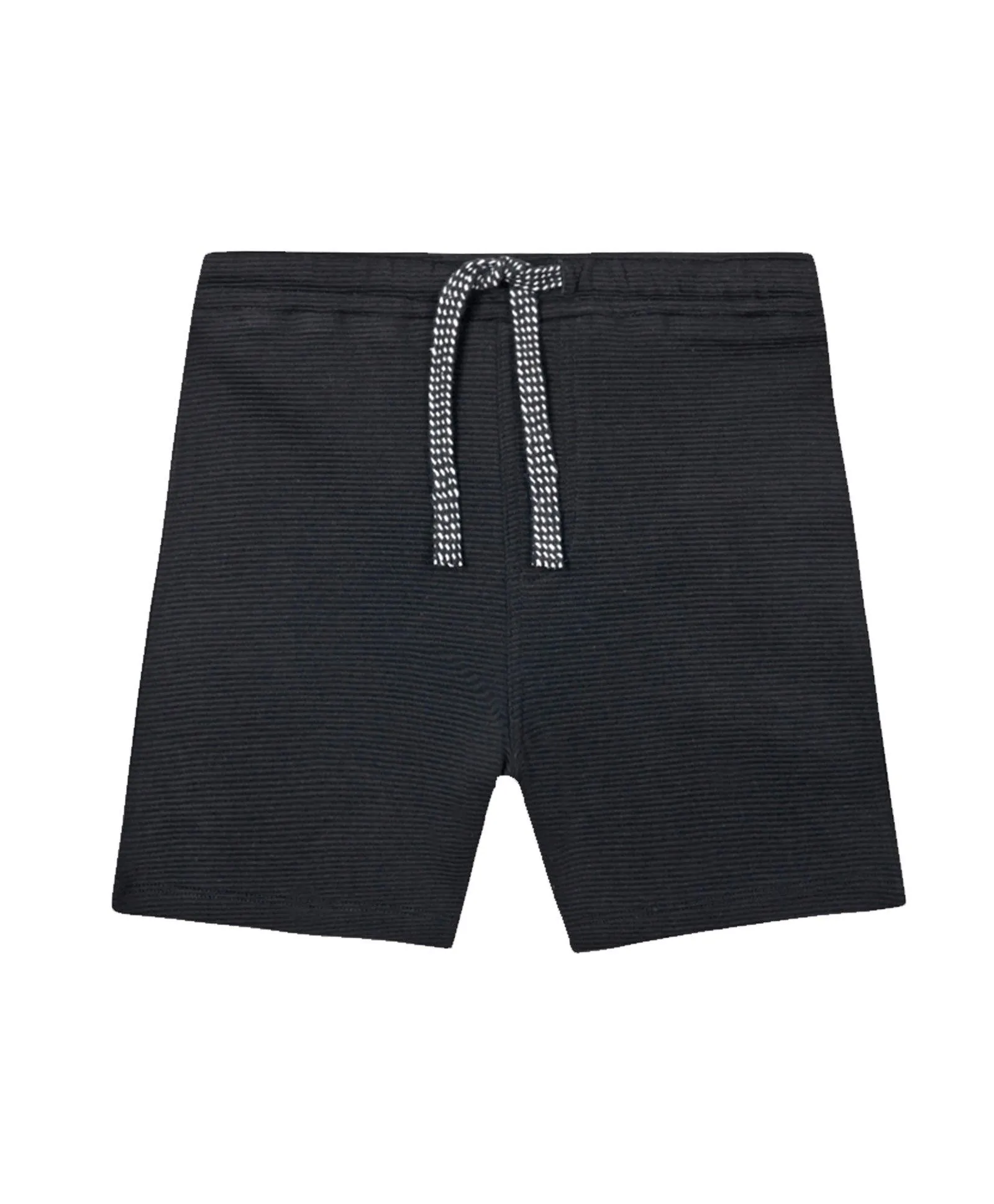 BLACK TEXTURE STRIPE BOYS SHORTS - BLACK