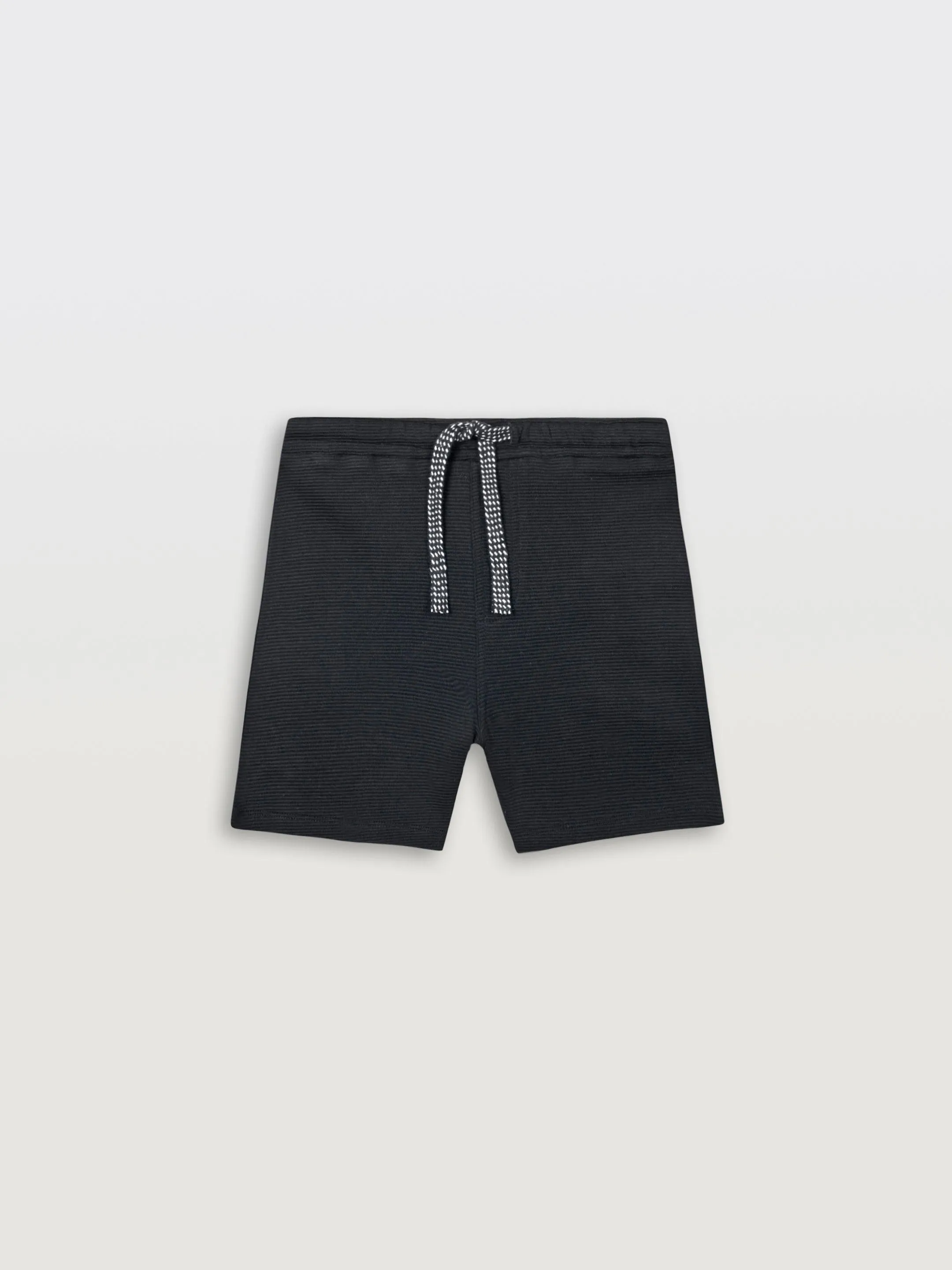 BLACK TEXTURE STRIPE BOYS SHORTS - BLACK