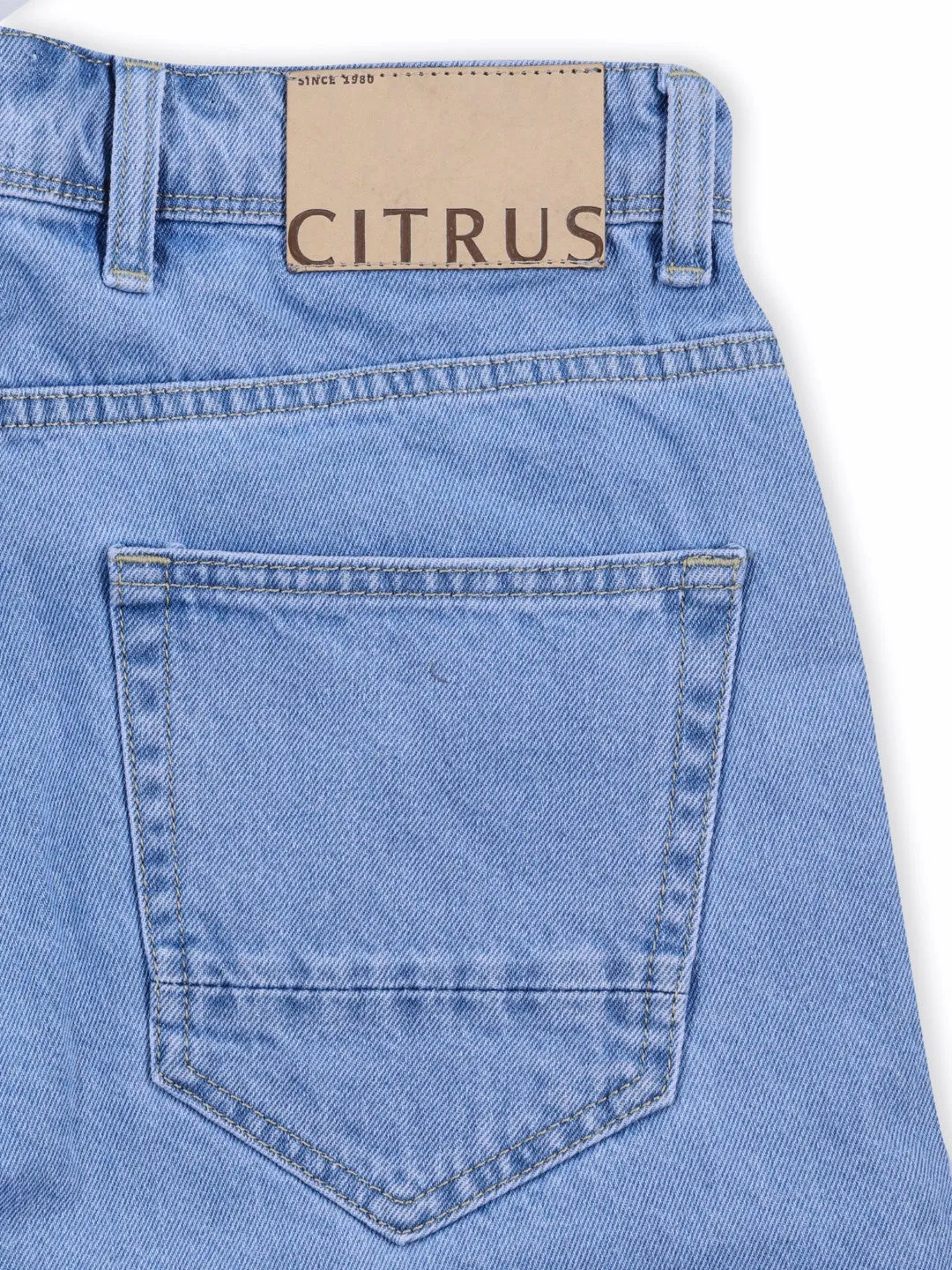 Blue Plain Denim Shorts