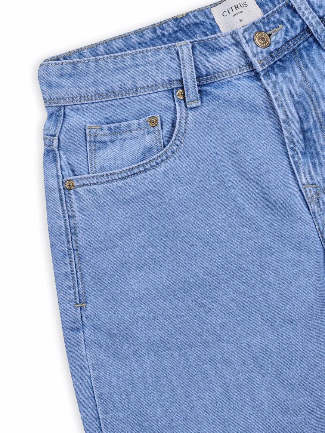 Blue Plain Denim Shorts