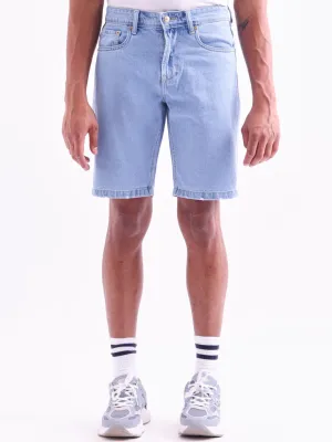 Blue Plain Denim Shorts