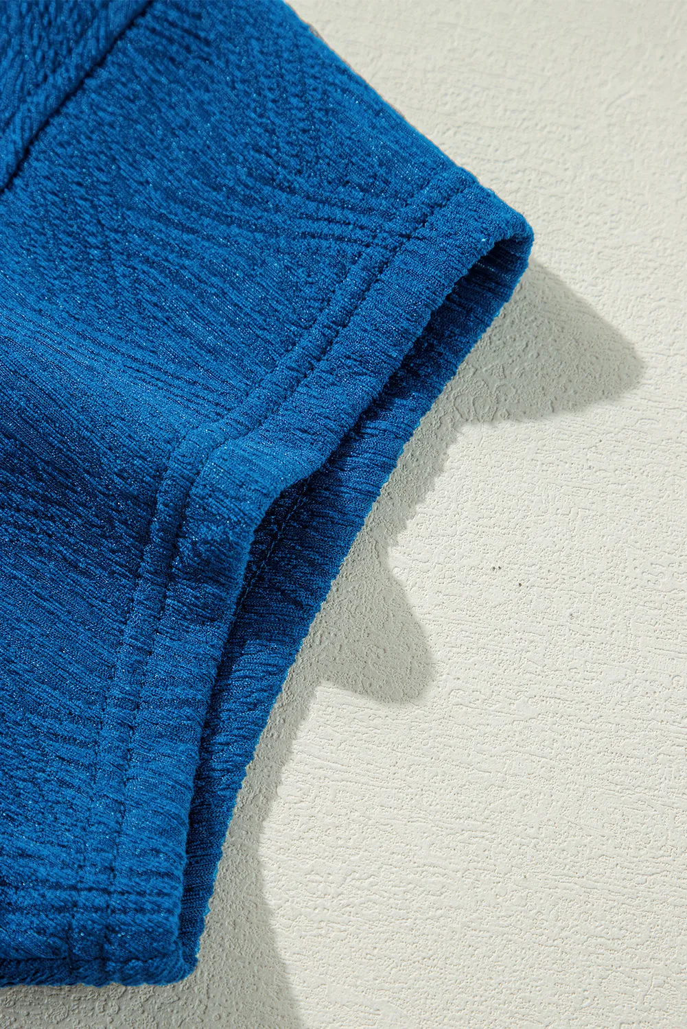 Bluing Solid Textured Crew Neck Short Set